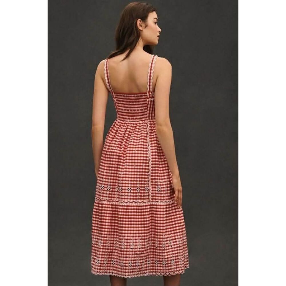 Anthropologie Sleeveless Sweetheart Gingham Midi Dress $248 - Picture 3 of 11
